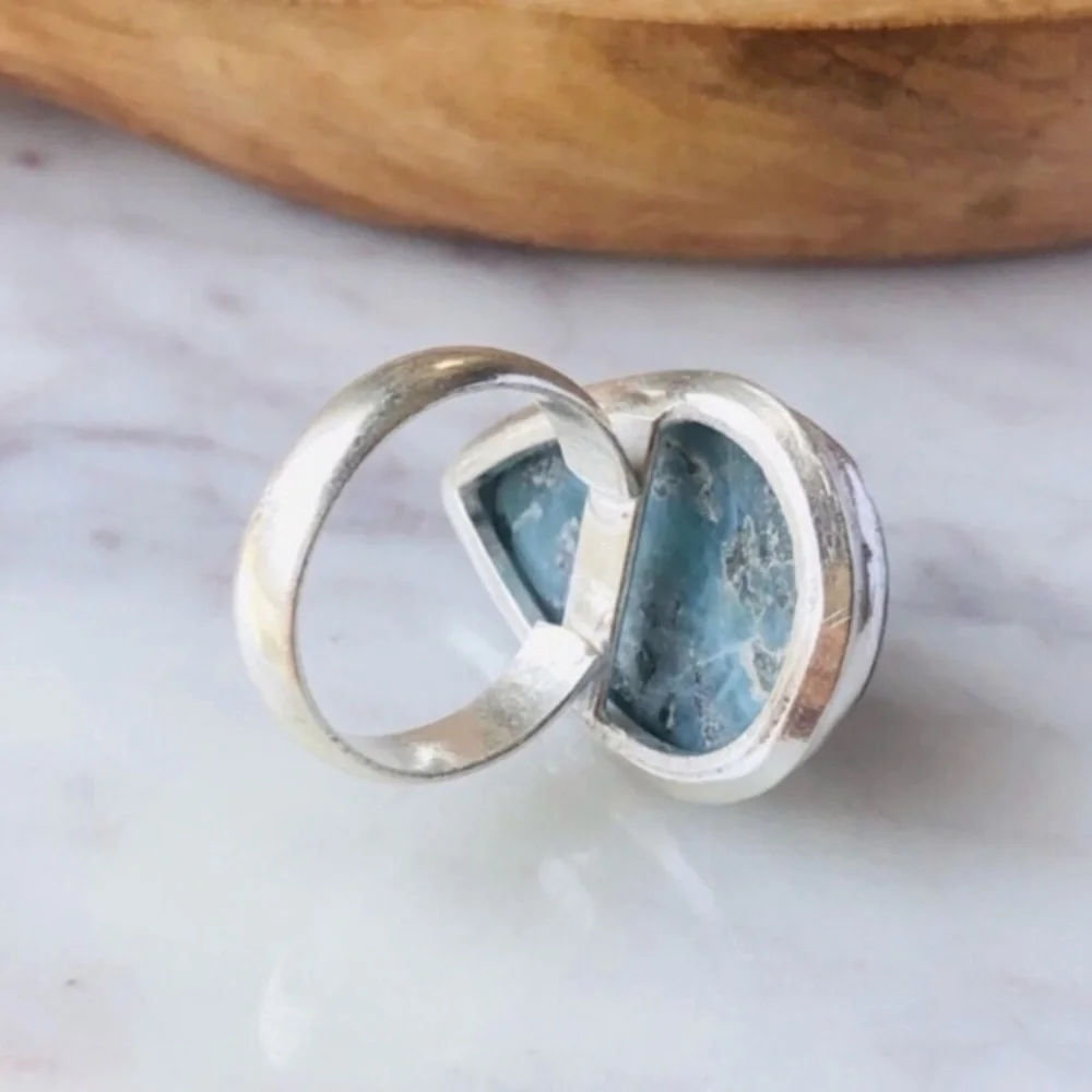 Silver Plated Republic Larimar Boho Ring